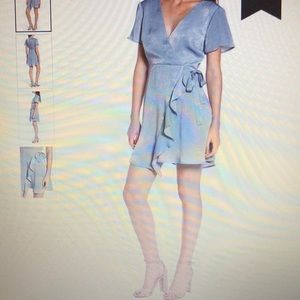 Lush Satin Faux Wrap Dress